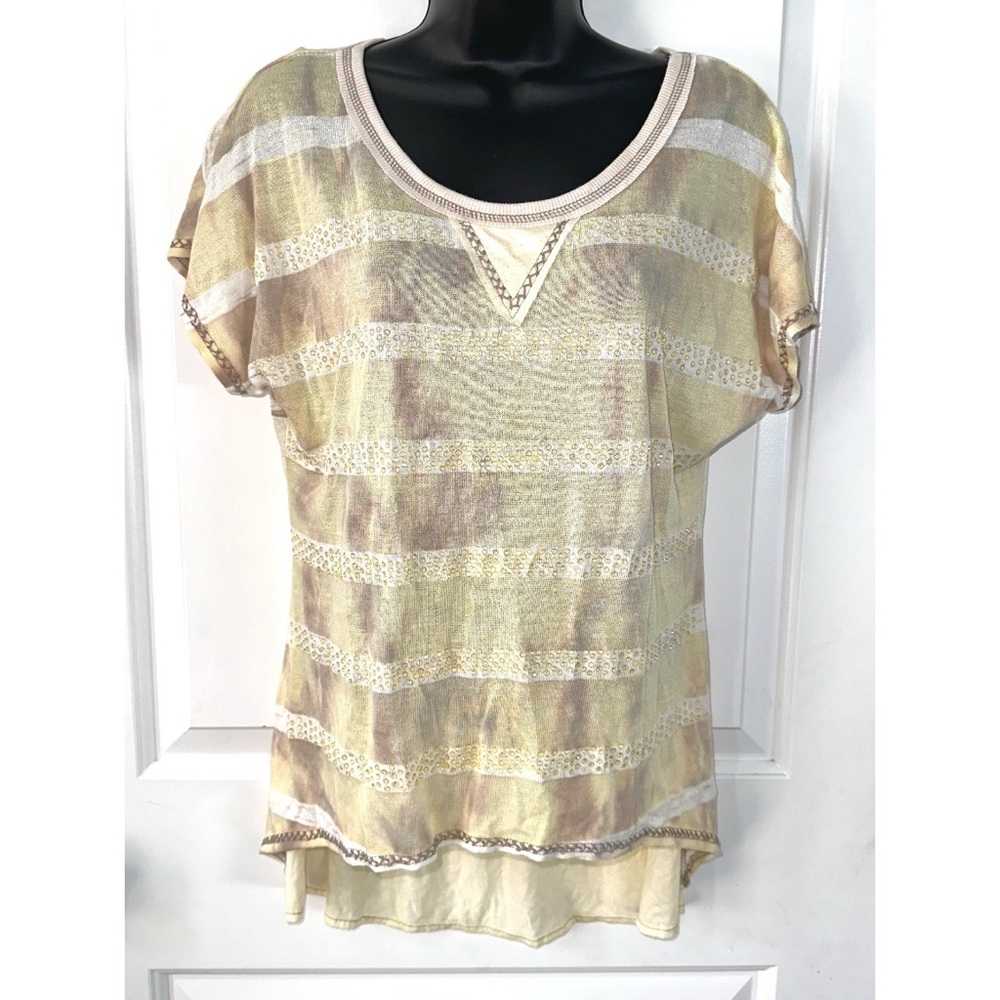 Miss Me yellow embellished top with sheer back paneling